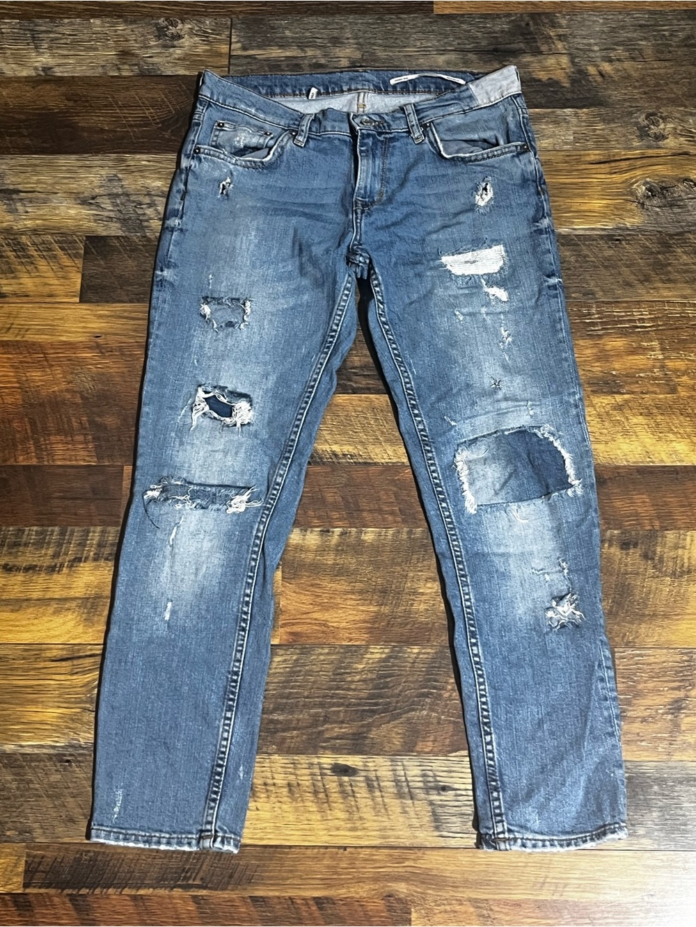 Zara Women's Distressed Skinny Jeans - Blue